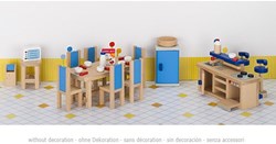 Goki poppenhuis keuken houten meubelset accessoires 30-delig