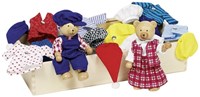 Goki ours poupées maison de poupée set avec vêtements et boîte en bois
