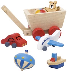 Goki poppenhuis accessoires kinderkamer houten speelgoed set