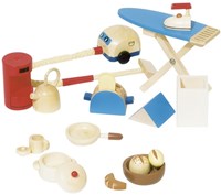 Goki accessoires maison de poupée set cuisine bois 19 pièces jouet