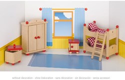 Goki poppenhuis meubeltjes kinderkamer houten speelset rood