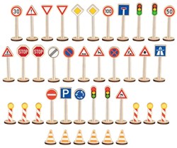 Goki Verkeersborden Speelset - Educatief Houten Speelgoed 40 stuks