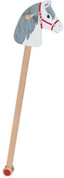 Goki houten stokpaard speelgoed wit met grijze manen FSC hout