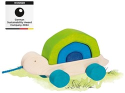 Goki jouet tortue à tirer en bois pour tout-petits coloré FSC