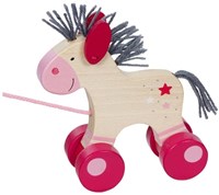Goki cheval à tirer en bois Lillie - jouet à roulettes pour tout-petits