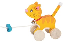 Goki jouet à tirer en bois chat - jouet classique en bois pour enfants