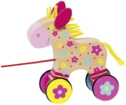 Goki cheval à tirer en bois jouet éducatif motricité