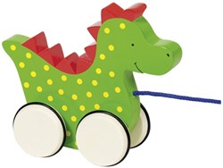 Goki jouet à tirer en bois dragon Saro - jouet éducatif vert