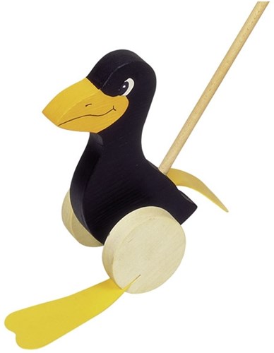 Goki jouet à pousser en bois corbeau - jouet éducatif motricité
