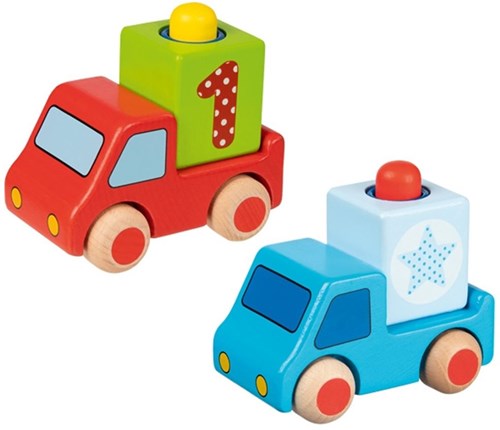 Goki houten speelgoedauto - kleurrijk voertuig voor kinderen