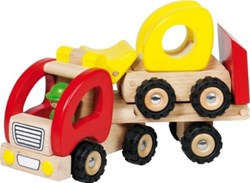 Goki camion en bois porte-engins jouet FSC