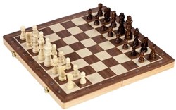 Goki houten schaakspel damspel magnetisch 2in1 reisspel klassiek