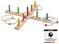 Goki houten ringwerpspel - behendigheidsspel met 6 sisal ringen