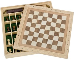 Goki houten spellenset schaakspel en molenspel reisspel