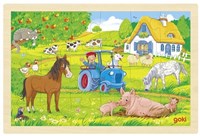 Goki puzzle en bois ferme - jouet éducatif pour enfants