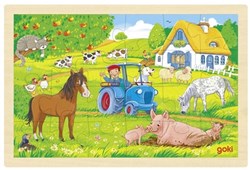 Goki puzzle en bois ferme - jouet éducatif pour enfants