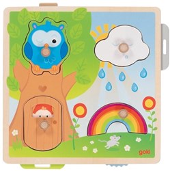 Goki puzzle en bois formes météo - jouet éducatif pour enfants