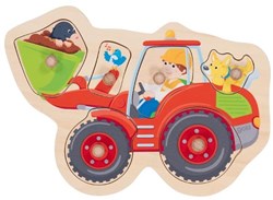 Goki houten noppenpuzzel wiellader - vormenpuzzel voor kinderen