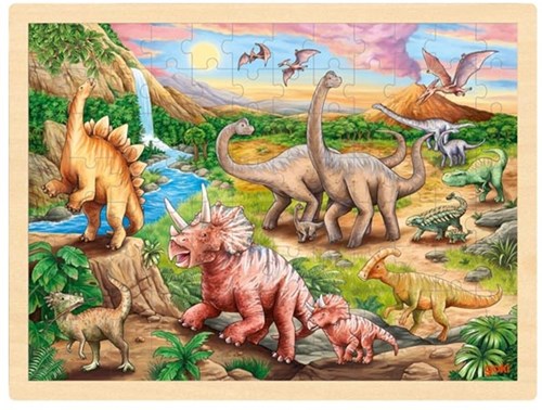 Goki puzzle en bois dinosaure - puzzle éducatif 96 pièces jouet enfant