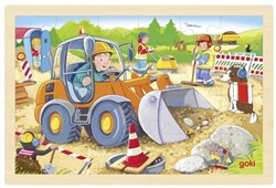 Goki houten puzzel Bouwplaats - 24-delig educatief speelgoed