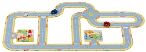 Goki Vloerpuzzel Wegen met 2 Voertuigen - Kartonnen Speelgoed-2