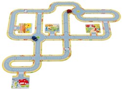 Goki Vloerpuzzel Wegen met 2 Voertuigen - Kartonnen Speelgoed