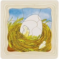 Goki puzzle en bois à couches Poule - jouet éducatif 44 pièces