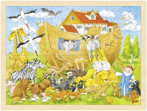 Goki houten puzzel dieren Ark van Noach 96 stukjes FSC