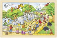 Goki houten puzzel dierentuin - legpuzzel 24 stukjes FSC hout