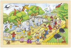 Goki houten puzzel dierentuin - legpuzzel 24 stukjes FSC hout