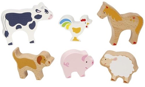 Goki animaux de la ferme ensemble jouet en bois figurines éducatives