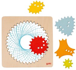 Goki spirographe en bois set de dessin - jouet créatif 6 pièces