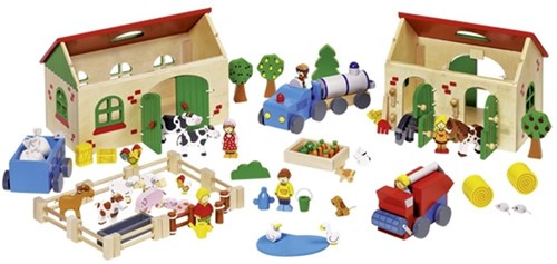 Goki ferme en bois jouet - set de ferme 71 pièces