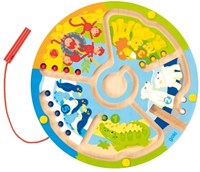 Goki houten magneet doolhof leren tellen dierentuin spel