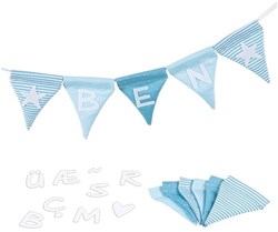 Goki stoffen vlaggenlijn blauw - knutselset met alfabet stickers