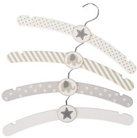 Goki cintre en bois éléphant et étoiles gris blanc chambre enfant