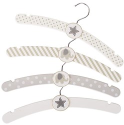 Goki cintre en bois éléphant et étoiles gris blanc chambre enfant