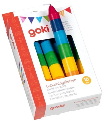 Goki verjaardagskaarsen regenboog - set van 10 kleurrijke kaarsjes