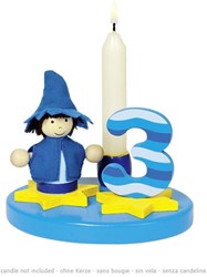 Goki set de bougies anniversaire garçon - décoration en bois bleu
