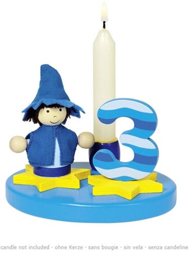 Goki verjaardag kaarsenset jongen - houten decoratie blauw