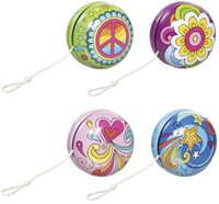 Goki jojo - Flower Power houten speelgoed jojo kleurrijk