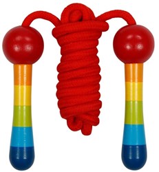 Goki corde à sauter en bois arc-en-ciel - jouet enfant réglable 200cm