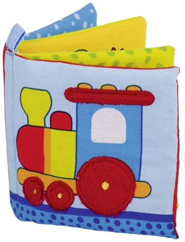 Goki livre en tissu pour bébé avec couineur et papier qui crépite - jouet coloré