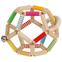 Goki balle motricité bois élastique jouet bébé rayé
