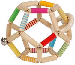 Goki balle motricité bois élastique jouet bébé rayé