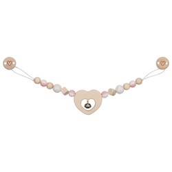 Goki houten kinderwagenketting hart met clips - FSC houten speelgoed