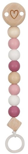 Goki chaîne attache-tétine en bois cœur rose accessoire bébé