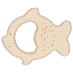 Goki anneau de dentition - hochet poisson bois naturel FSC jouet bébé