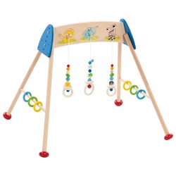 Goki baby gym houten speelgoed wilde dieren kleurrijk