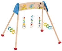 Goki baby gym houten speelgoed wilde dieren kleurrijk